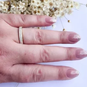 Anel 1/2 Aliança Cravejada