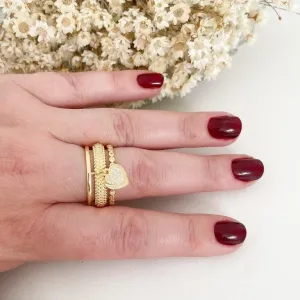 Anel Camada e Pingentes de Coração