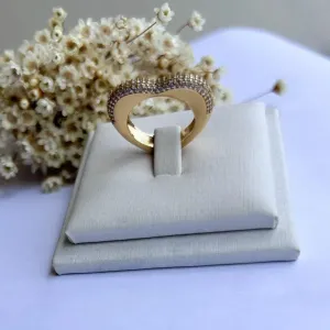 Anel Coração Cravejado Alto