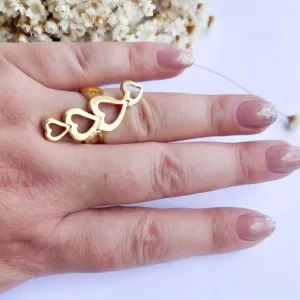 Anel Corações na Vertical