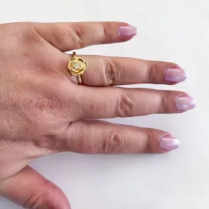 Anel Flor e Zirconia Centro