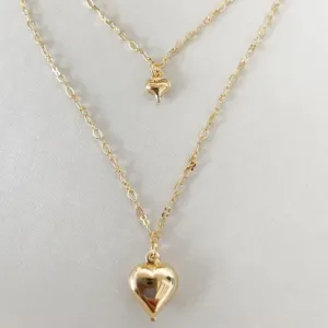 Colar Duplo Pingente Coração