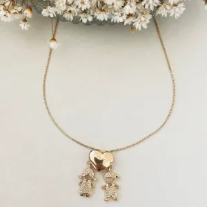 Colar Filhos Casal com Coração