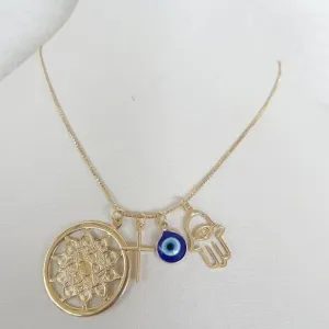 Colar Pingentes Proteção Olho Grego