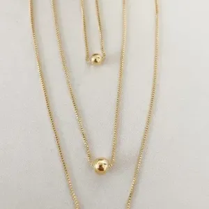 Colar Triplo Esferas Lisas