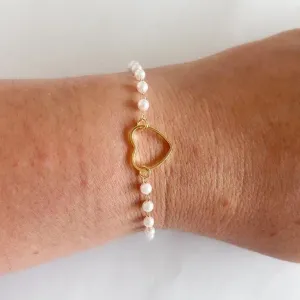 Pulseira Coração e Perola
