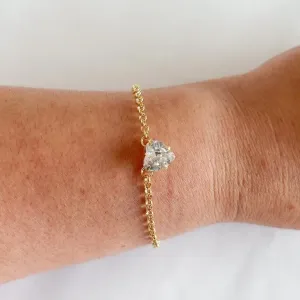 Pulseira Elos e Coração Zirconia