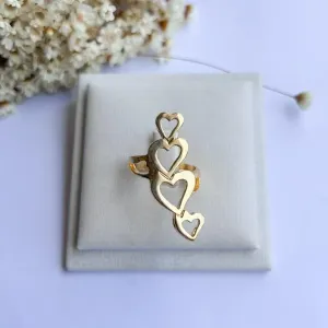 Anel Corações na Vertical