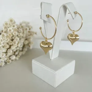 Brinco Argola Aberta Coração Cheio