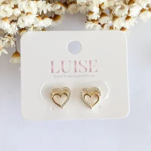 Brinco Coração Duplo Liso e Cravejado