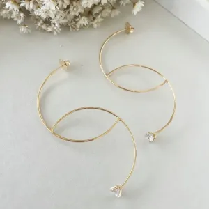 Brinco Duplo Meia Argola com Zirconia