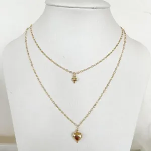 Colar Duplo Pingente Coração