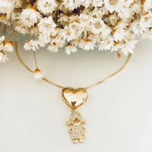 Colar Filha Cravejada com Coração