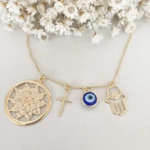 Colar Pingentes Proteção Olho Grego