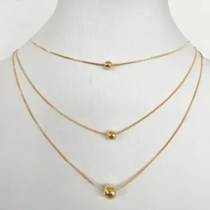 Colar Triplo Esferas Lisas