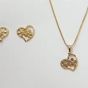 Conjunto Coração e Flores