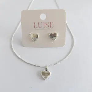 Conjunto Coração Pontos Cravejados