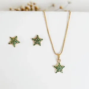 Conjunto Estrela Cravejado Verde