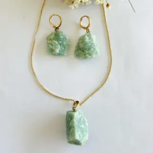 Conjunto Pedra Natural Quartzo Verde