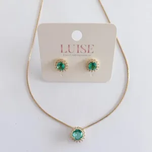 Conjunto Redondo Verde Cravejado