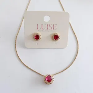 Conjunto Redondo Vermelho Cravejado
