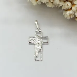 Pingente Cruz e Face Cristo Pequena