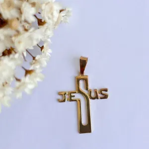 Pingente Cruz Escrita Jesus