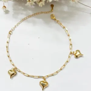 Pulseira 3 Pingentes Corações