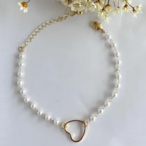 Pulseira Coração e Perola
