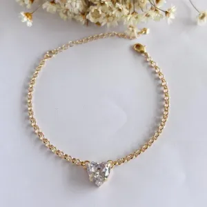 Pulseira Elos e Coração Zirconia