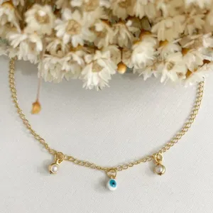 Pulseira Infantil Olho Grego e Perola