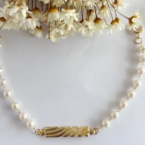 Pulseira Infantil Perola e Chapa