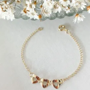 Pulseira Infantil Tres Corações