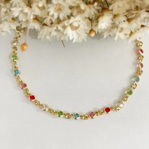 Pulseira Infantil Zirconias Redondas