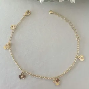 Pulseira Pingentes Coração Duplo