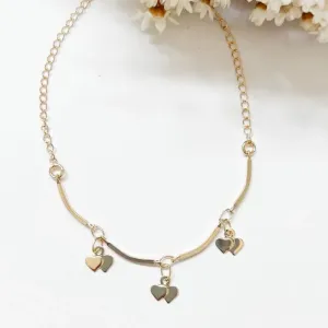 Tornozeleira Pingente Coração Duplo