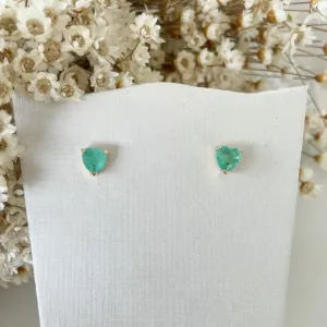 Brinco Pedra Fusion Coração Verde