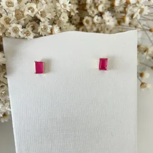 Brinco Pedra Fusion Quadrado Pink