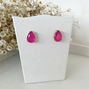 Brinco Pedra Fusion Gota Pink