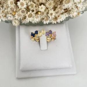 Anel Zirconias Quadrada Colors