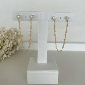 Brinco Duplo com Corrente Singapura