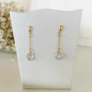 Brinco Pendente Coração Zirconia