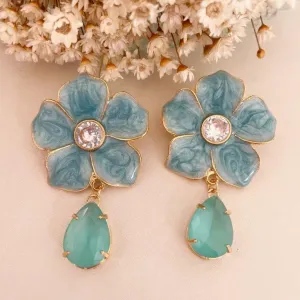 Brinco Resinado Flor com Zirconia