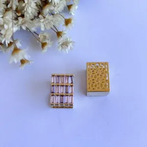 Brinco Argola Quadrada Tons Lavanda