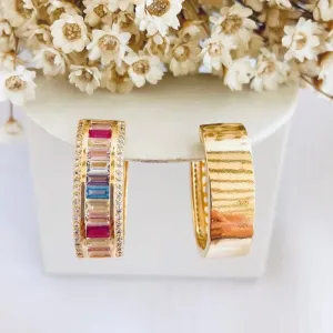 Brinco Argola Cristais Baguete