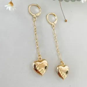 Brinco Argola Corrente e Coração