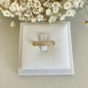 Anel Meia Aliança Cravejada