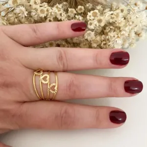 Anel Tres Corações na Vertical