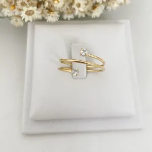 Anel 3 Circulos com 2 Zirconias