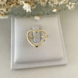 Anel Coração Grande Vazado